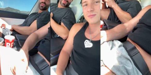 TikToker Tony Lopez (OnlyTonyLopez) and Nicolli Lerikos – fooling around with our cocks on a roadtrip