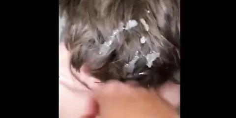 A young Rawr_itsben gives Clyde Poundings a blowjob in the fitting room before getting drenched in cum